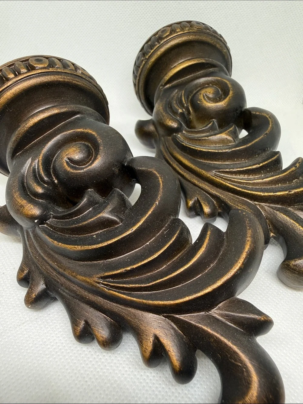 Antique Bronze Finials - Decorative Pair- set of 2- resin with attached screws